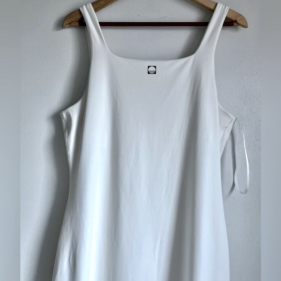 ANTHROPOLOGIE Daily Practices Slim Stretch Ivory Color Midi Dress - Picture 7 of 12